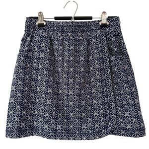 T by Talbots Faux Wrap Skort Blue White Medallion Print Pockets, Size S